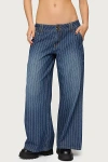 Edikted Cory Stripe Low Rise Wide Leg Jeans In Blue