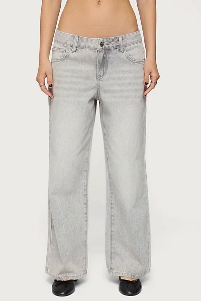 Edikted Magda Low Rise Wide Leg Jeans In Gray