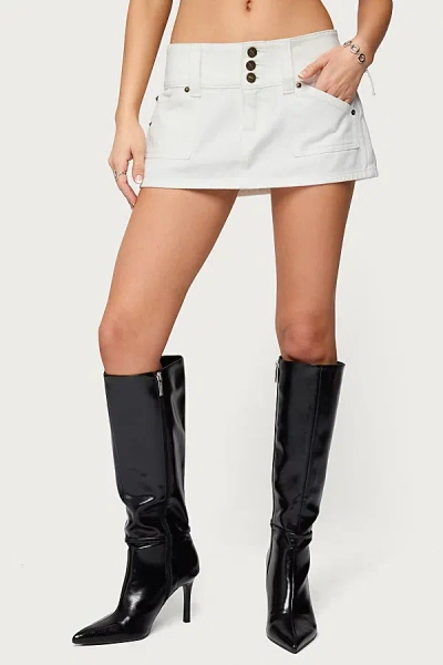 Edikted Petite Mckinley Denim Mini Skirt In White, Women's At Urban Outfitters