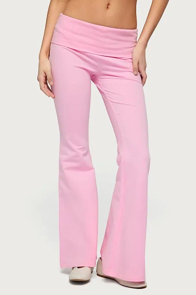 Edikted Petite Naomi Foldover Flared Leggings Pant In Light/pink, Women's At Urban Outfitters
