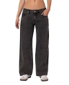 Edikted Raelynn Washed Wide Leg Jeans In Black Washed