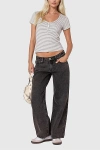 Edikted Petite Raelynn Washed Low Rise Jeans In Black/washed, Women's At Urban Outfitters
