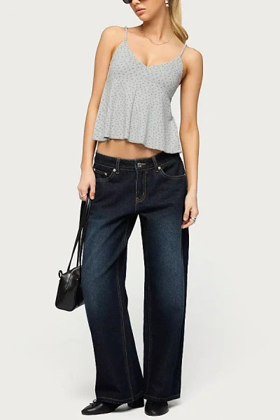 Edikted Petite Raelynn Washed Low Rise Jeans In Dark/blue/washed, Women's At Urban Outfitters