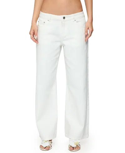 Edikted Petite Roman Low Rise Slouchy White Wash Jeans