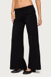 Edikted Petite Wide Leg Fold Over Pants In Black, Women's At Urban Outfitters In Black