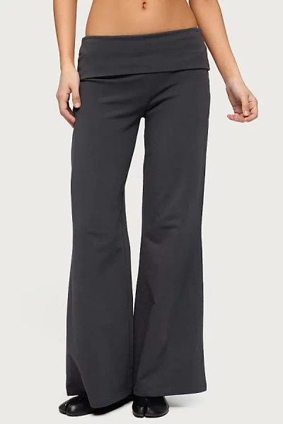 Edikted Petite Wide Leg Fold Over Pants In Dark/gray, Women's At Urban Outfitters In Multi