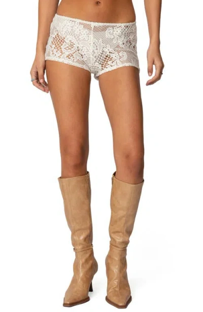 Edikted Peyson Sheer Lace Shorts In Cream