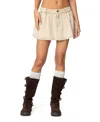 Edikted Peyton Flare Denim Miniskirt In Beige