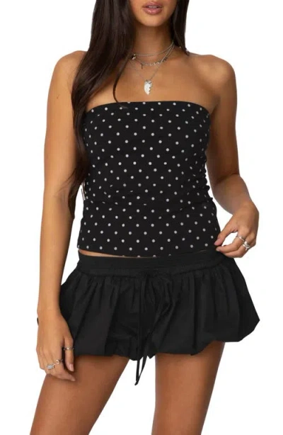 Edikted Polka Dot Built In Bra Tube Top In Black And White