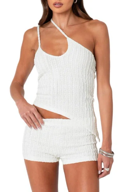 Edikted Phoebe Asymmetric One-shoulder Knit Camisole In White