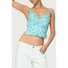 Edikted Pia Sequin Flower Open Back Camisole In Blue