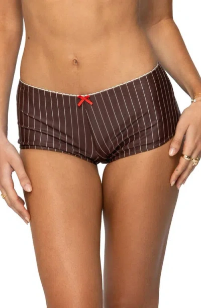 Edikted Pinstripe Boyshorts Bikini Bottoms