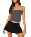 EDIKTED PINSTRIPE OPEN BACK STRAPLESS TOP