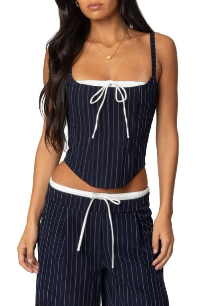 EDIKTED EDIKTED PINSTRIPE PEEKABOO CORSET TOP