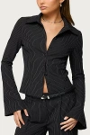 Edikted Pinstripe Tailored Button-up Shirt In Black
