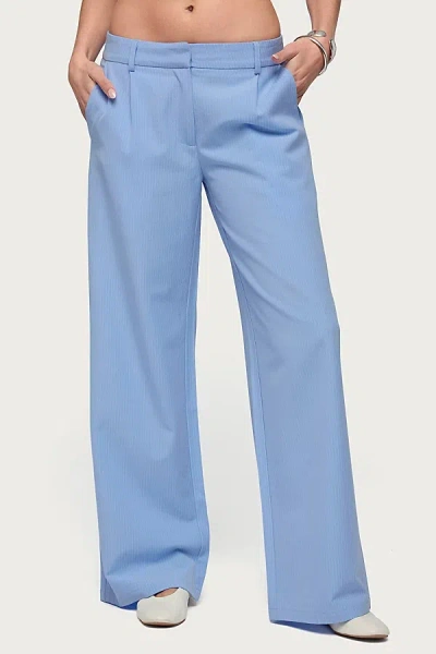 Edikted Pinstripe Tailored Straight Leg Pants In Light/blue, Women's At Urban Outfitters In Multi