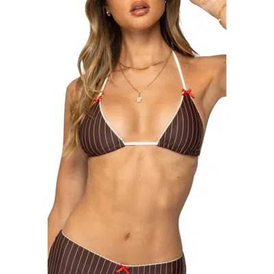 Edikted Pinstripe Triangle Bikini Top