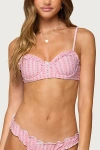 Edikted Pip Stripe Ruffle Underwire Bikini Top In Blue