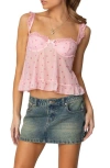Edikted Pipa Floral Sheer Mesh Bra Top In Pink