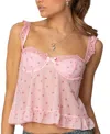 Edikted Pipa Floral Sheer Mesh Bra Top In Pink