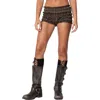 Edikted Plaid Ruched Shorts In Brown