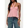 Edikted Pleated Chiffon Babydoll Halter Top In Pink