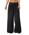 Edikted Pleated Detail Low Rise Jeans In Black In Black
