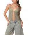 Edikted Pintuck Lace Camisole In Olive