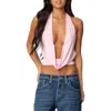 EDIKTED EDIKTED PLUNGE COWL NECK CROP HALTER TOP