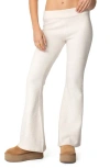 Edikted Plush Flare Pants In Cream