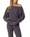 Edikted Plush Oversized Asymmetric Sweater In Dark-gray
