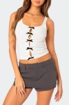 EDIKTED POINTELLE STITCH BOW CUTOUT TANK