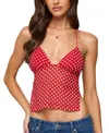 Edikted Polka Dot Backless Chiffon Top