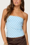 Edikted Polka Dot Built In Bra Tube Top In Blue