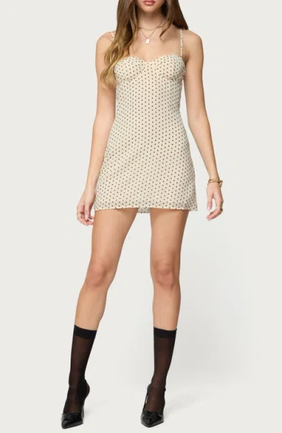 Edikted Polka Dot Chiffon Minidress In Multi