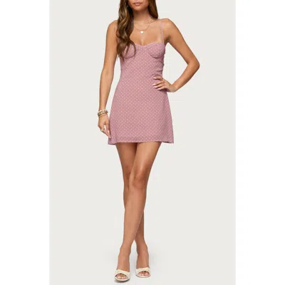 Edikted Polka Dot Cupped Chiffon Mini Dress In Pink