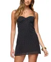 Edikted Polka Dot Cupped Chiffon Mini Dress In Black