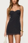 Edikted Polka Dot Cupped Chiffon Mini Dress In Black