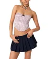 Edikted Polka Dot Satin Crop Corset Top In Light Pink