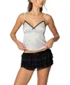 Edikted Polka Dot Satin Lace Trim Top In Cream