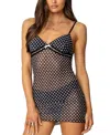 Edikted Polka Sheer Mesh Mini Dress In Black-and-white