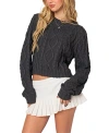 Edikted Poppy Cable Knit Sweater In Dark Gray