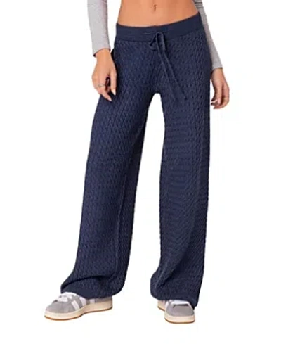 Edikted Women's Portia Relaxed Cable Knit Pants In Navy