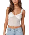 Edikted Posey Heart Embroidery Stretch Cotton Mesh Tank In White