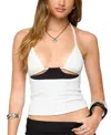 Edikted Powell Cutout Halter Textured Crop Top In White