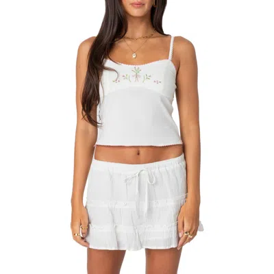 Edikted Prairie Floral Embroidered Camisole In White