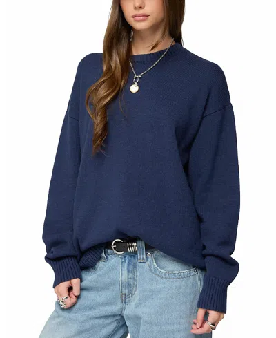 Edikted Priscila Oversized Crewneck Sweater In Blue