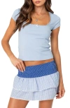 Edikted Priscilla Lace Trim Crop Top In Light-blue