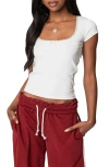 Edikted Priscilla Lace Trim T-shirt In White