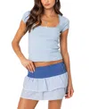 Edikted Priscilla Lace Trim Crop Top In Light Blue